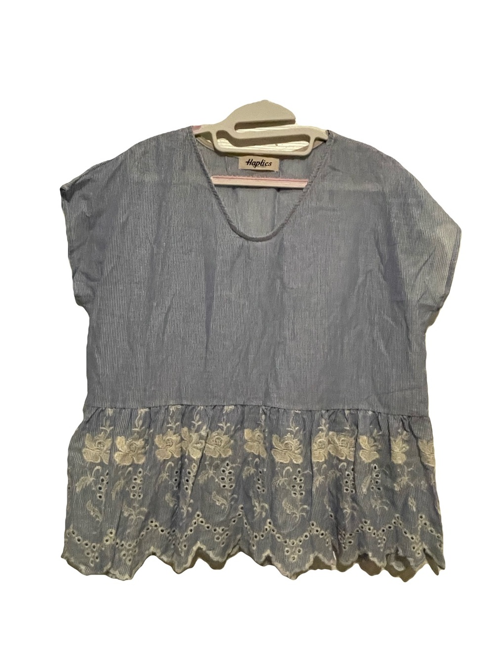 Haptics Light Blue Embroidered Peplum Blouse